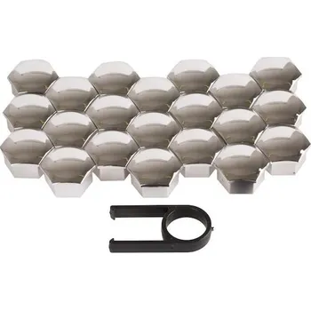 Středová krytka kola Kryty šroubů kol 17mm, sada 21ks - chrom