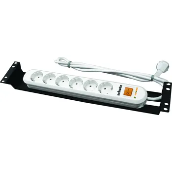 Napájecí panel PDU DP-RP-06-SCHUSP Napájecí panel, 6x SCHUKO 16A, přepěťová ochrana, 19", 2U, vypínač, 3m, černý