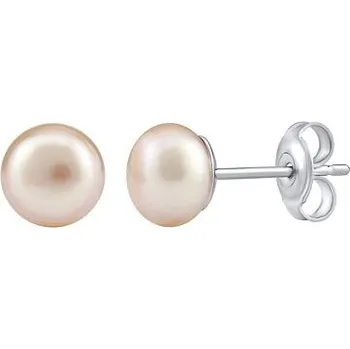 Náušnice Stříbrné náušnice s růžovou přírodní perlou 6,5-7 mm GRP07P
