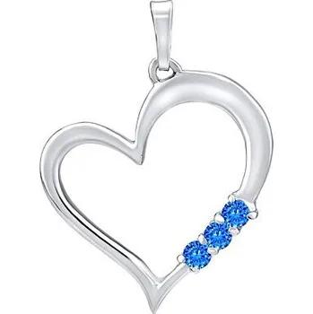 Přívěsek Stříbrný přívěsek SRDCE s modrými Swarovski Zirconia SILVEGO11580b