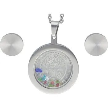 Souprava šperků Doria Set z oceli stříbrný s barev. krystalky K117