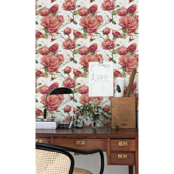 Tapeta Coloray Fototapeta Romantická zahrada červených květů Samolepící Fototapeta Vliesová 250 x 250 cm coloraydecor-f-as-157388645