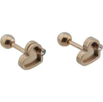 Piercing Doria Piercing do ucha z oceli rose gold srdíčka D008