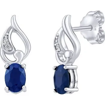 Náušnice Stříbrné náušnice Jessica s pravým safírem a čirými Brilliance Zirconia FWE15399BS