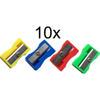 Pracovní nůž Ořezávátko plastové, hranaté na 1 tužku 10ks set - barevný mix (ORZ1)