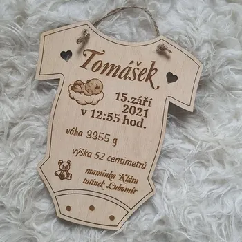 Kojenecký body Bodyčko s daty narození 12 cm