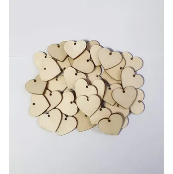 Dřevěné srdíčka s dírkou balení 30 nebo 50 ks 50 ks Broušené 35 mm