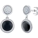 Stříbrné náušnice s pravým Onyxem a čirými zirkony MWE02888OX