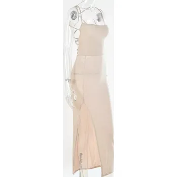 Dámské oblečení Dámské letní dlouhé šaty s odhalenými zády Barva: Khaki, Velikost: S