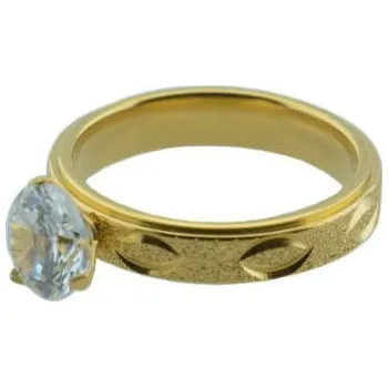 Prsten Doria Prsten z oceli zlatý s kamínkem M058 Velikosť: 62