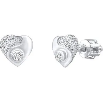 Náušnice Stříbrné náušnice pecky srdce s Brilliance Zirconia SILVEGOB70205SWSBD