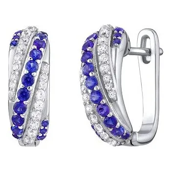 Náušnice Luxusní stříbrné náušnice se syntetickými safíry MW14168AS