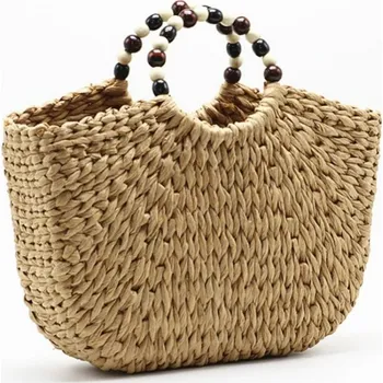 Kabelka eCa Proutěná kabelka s korálkami XXL hnědá