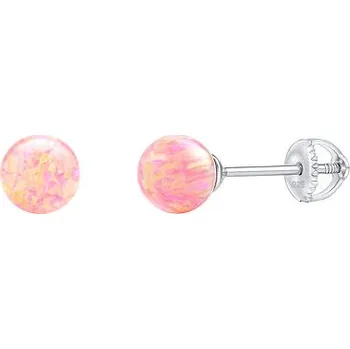Náušnice Stříbrné náušnice kuličky růžový opál 6mm dámské i dětské JJJ100E6P