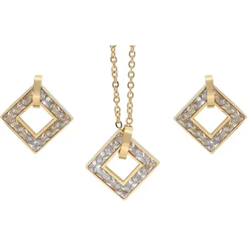 Souprava šperků Doria Set šperků z oceli zlatý s krystalky K180