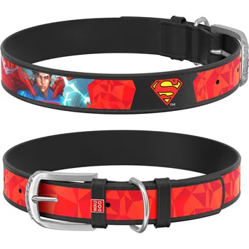 Obojek pro psa WAUDOG obojek kožený DC Superman (18-24cm/1,2cm)