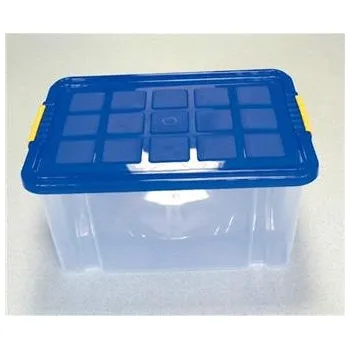 Dóza na potraviny Euro-box s víkem 40x30x20 cm 16 l,cirý, modré víko