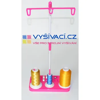 stojánek 3-nitný na 3 kóny nití se zásobníkem na cívky, barva růžová počet: 1 kus