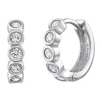 Náušnice Stříbrné náušnice kruhy RHEYA se zirkony QRE725