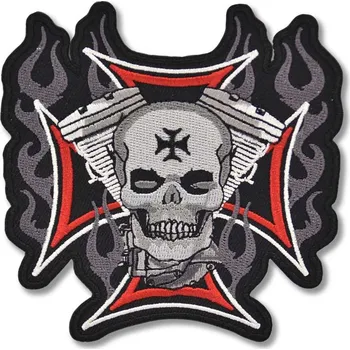 Nášivka Moto nášivka Cross Motor Skull 10 cm x 10 cm