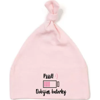 Kojenecká čepice Čepička DOBÍJÍM BATERKY RŮŽOVÉ Barva: Růžová