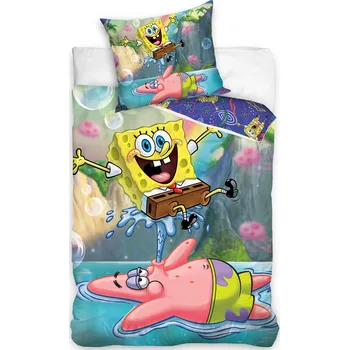 Carbotex Sponge Bob Vodotrysk 140 x 200, 70 x 90 cm zipový uzávěr Povlečení Carbotex Sponge Bob Vodotrysk 140 x 200, 70 x 90 cm zipový uzávěr