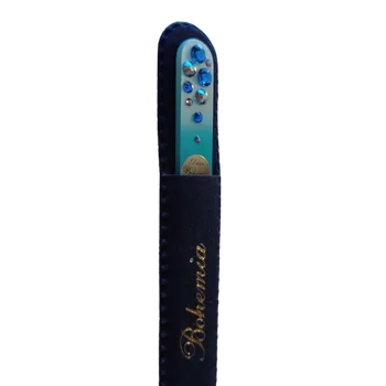 Skleněný pilníček na nehty s křišťály Swarovski Elements®, modrý podklad, Kamínky - 110 mm