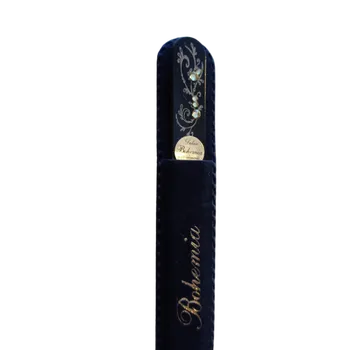 Skleněný pilníček na nehty s křišťálySwarovski Elements®, černý podklad, Kamínky B - 110 mm