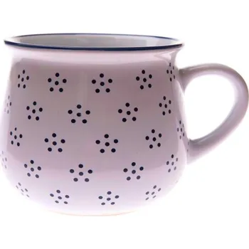 Obal na květináč Keramický hrnek retro baculatý s modrými kytičkami - 300 ml