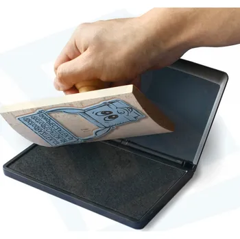 Razítko Sada XXL dřevěné kolébkové razítko 140x80 mm + napuštěná poduška