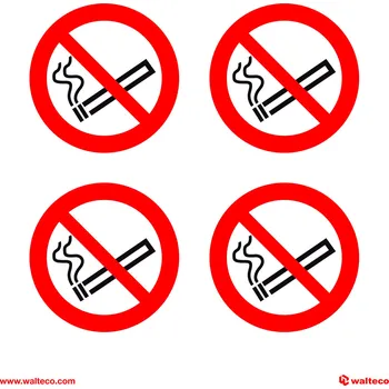Walteco Zákaz kouření, průměr 50mm, formát 150x150mm, samolepka, 4 ks