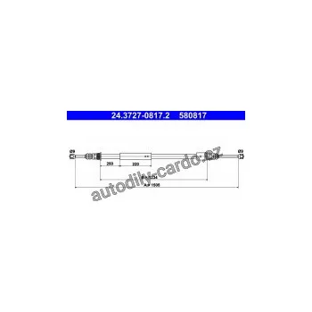 Brzdová hadice Lanko ruční brzdy ATE 24.3727-0817 (AT 580817)