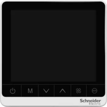 vypínač a zásuvka TC907-3A4LA FC regulátor TC907, on/off, 4-trub. Sys., dot. Disp., 3R vent., 240V, Schneider Electric