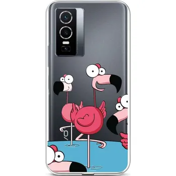 Pouzdro na mobilní telefon Kryt Vivo Y76 5G silikon Cartoon Flamingos (obal neboli pouzdro na Vivo Y76 5G)