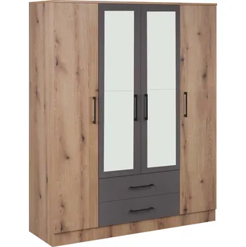 Šatní skříň Šatní skříň se zrcadlem dub artisan/šedá IVA 4K2FO