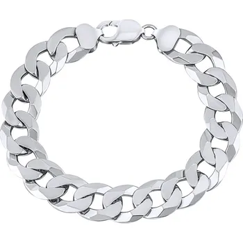 Náramek Stříbrný masivní pánský náramek CURB Pancer 12 mm - rhodiovaný