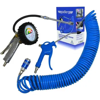 Ofukovací pistole Vzduchová ofukovací pistole na pumpování a foukání s manometrem a spirálovou hadicí ADLER