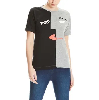 Dámské tričko BENCH triko - Abstract Face Colourblock Tee Winter Grey Marl (MA1054)
