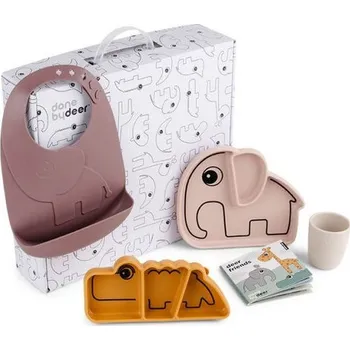 dětská jídelní sada DONE BY DEER Dárkový box Stick&Stay růžový mix