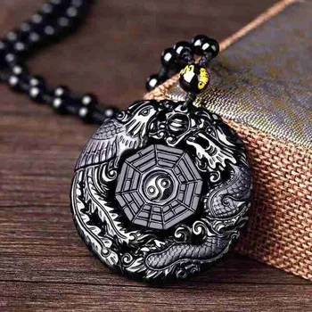 Náhrdelník Amulet ŽIVOTNÍ ROVNOVÁHA z obsidiánu MN6010