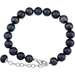 Perlový náramek z přírodních černých perel se stříbrným zapínáním