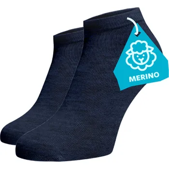 Pánské ponožky Kotníkové ponožky MERINO - modré Tmavě modrá Vlna (Merino) 42-44
