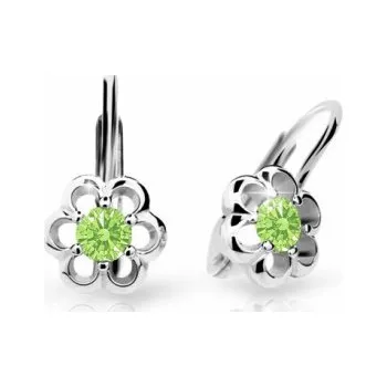 Náušnice Cutie Jewellery dětské zlaté náušnice C1947B-kl-Peridot Green