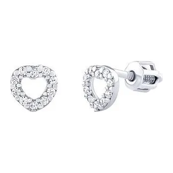 Náušnice Stříbrné náušnice srdce Valentina s čirými Brilliance Zirconia dámské i dětské SILVEGOB70508BDSW