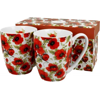 DUO Gifts DG - Porcelánové hrníčky LINA, vlčí mák v dárkové krabičce - 2* 380 ml