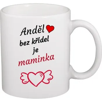 Hrnek malý bílý s potiskem Anděl bez křídel