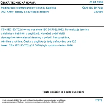 ČSN IEC 50(702) - Mezinárodní elektrotechnický slovník. Kapitola 702: Kmity, signály a související zařízení - Tisk