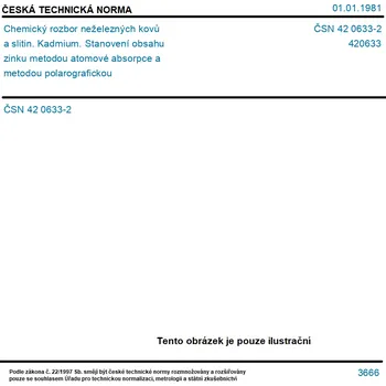 ČSN 42 0633-2 - Chemický rozbor neželezných kovů a slitin. Kadmium. Stanovení obsahu zinku metodou atomové absorpce a metodou polarografickou - Tisk