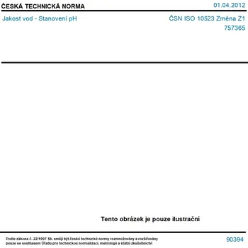 ČSN ISO 10523 Změna Z1 - Jakost vod - Stanovení pH - Tisk