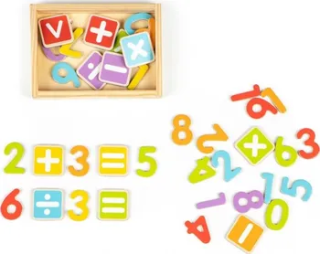 Dřevěná hračka Eco Toys  Dřevěné magnetky Číslice a písmeny